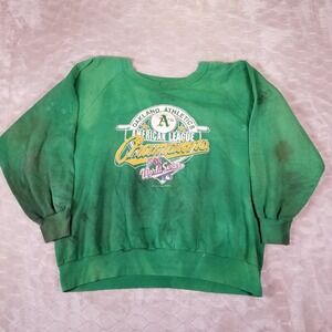 VTG Logo 7 1988 Oakland A's American League Champion Sweatshirt DESTROYED Look